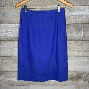 Sag Harbor 6 vintage linen blend royal blue straight pencil career skirt office
